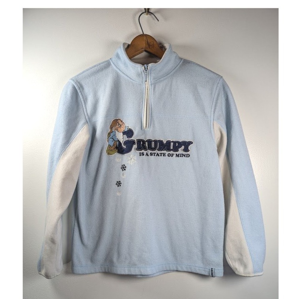 Disney Grumpy Sweatshirt Women Size Medium Fleece 1/4 Zip Embroidered Snow White